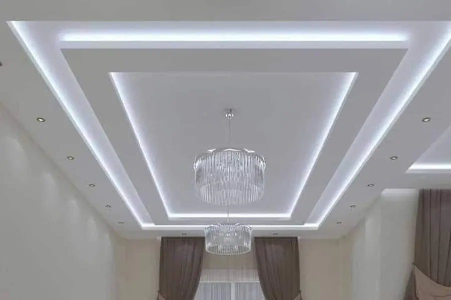 Faux plafond acoustique avec spots encastrés, après travaux, Versailles